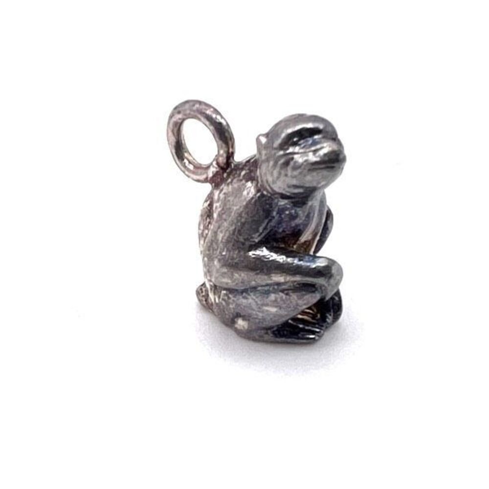 Vintage Women's Monkey 3D Sterling Silver Bracelet Charm Necklace Pendant - Picture 3 of 10